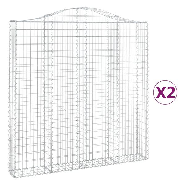 vidaXL Arched Gabion Baskets 2 pcs 200x30x200/220 cm Galvanised Iron