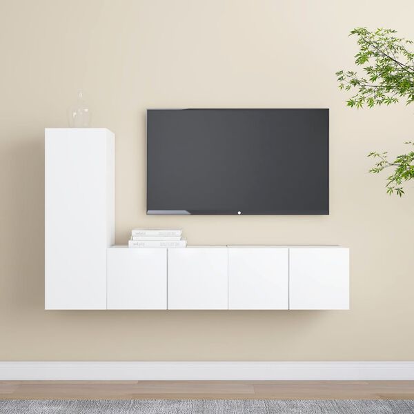 vidaXL 3 Piece TV Cabinet Set White Engineered Wood