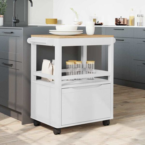vidaXL Kitchen Trolley FLORO White 72.5 x 45 x 80 cm Solid Pine Wood