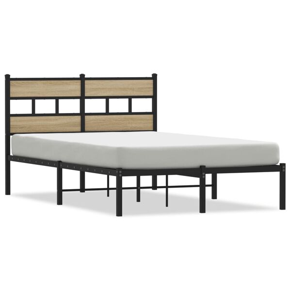 vidaXL Metal Bed Frame without Mattress Sonoma Oak 120x200 cm