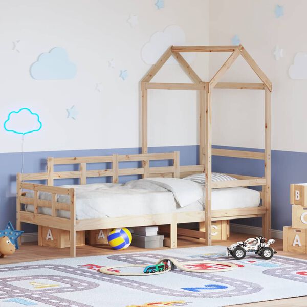 vidaXL Day Bed with Roof without Mattress 80x200 cm Solid Wood