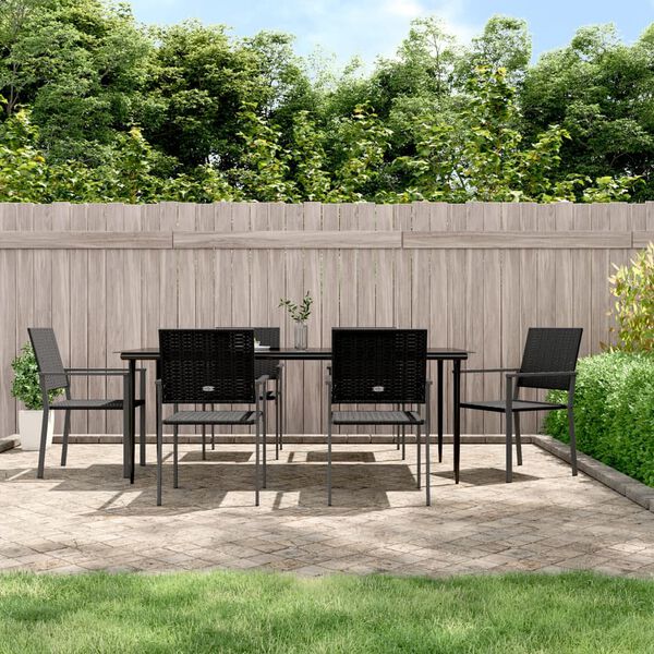 vidaXL 7 Piece Garden Dining Set Poly Rattan and Steel