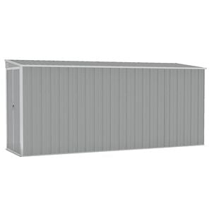vidaXL Wall-mounted Garden Shed Grey 118x382x178 cm Galvanised Steel