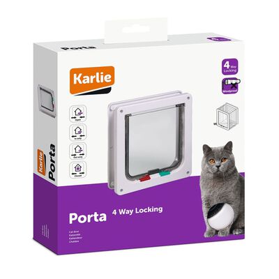 Karlie 4-way Lockable Cat Door Porta 23.5x5x25.2 cm White