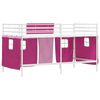 vidaXL Kids'Loft Bed Frame with Curtains White and Pink 107 x 201 cm