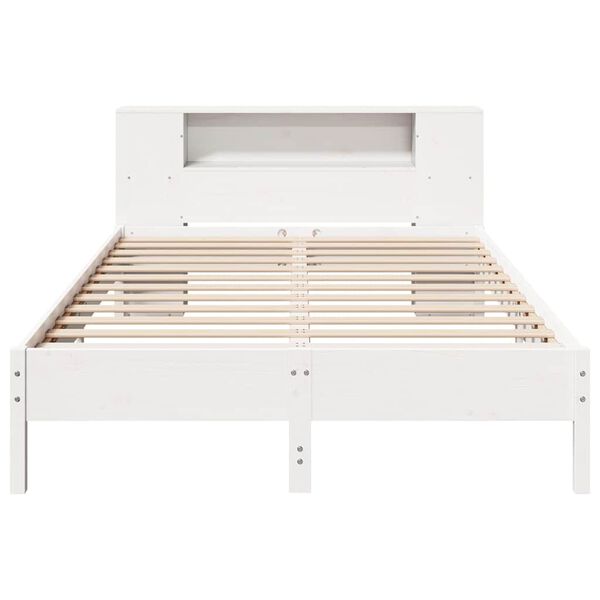 vidaXL Bookcase Bed without Mattress White 120x190 cm Small Double Solid Wood Pine