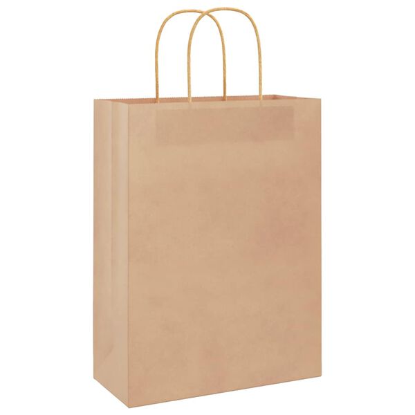 vidaXL Paper Bags 250 pcs with Handles Brown 26x12x35 cm