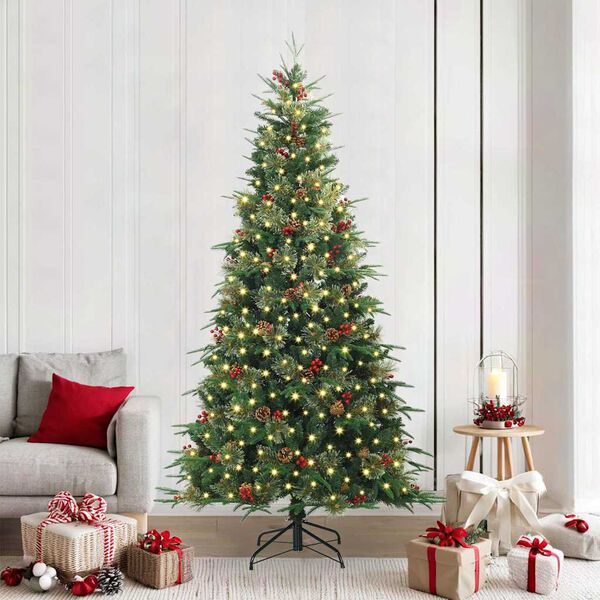 vidaXL Artificial Hinged Christmas Tree Green 240 cm PE and PVC