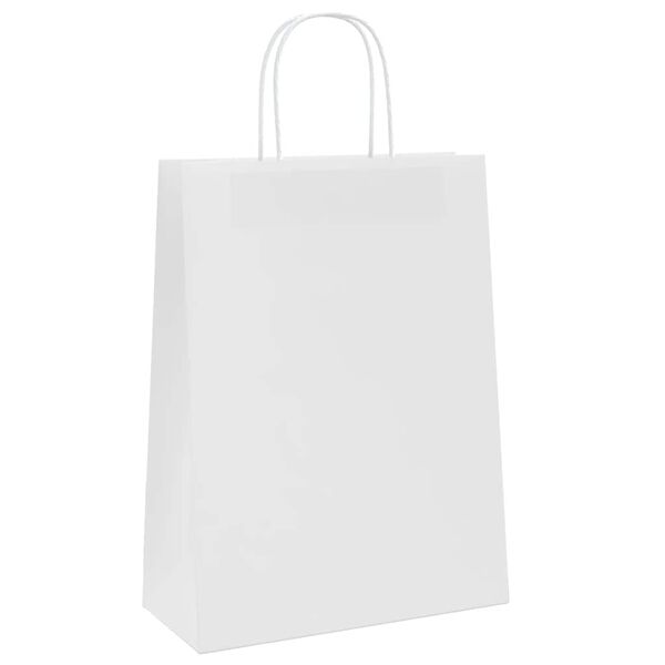 vidaXL Paper Bags 250 pcs with Handles White 26x12x35 cm