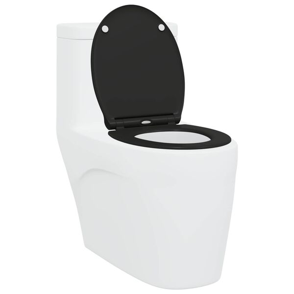 vidaXL Toilet Seat Black 47 x 37.5 x 3.8 cm Duroplast