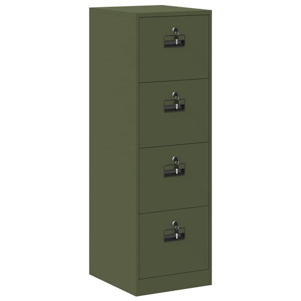vidaXL File Cabinet with Drawer 2 pcs Olive Green 44 x 50 x 139 cm