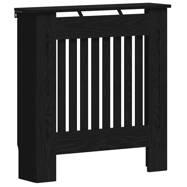 vidaXL Radiator Cover Black Oak 78 x 19 x 81.5 cm Engineered Wood