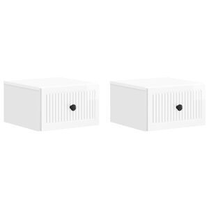 vidaXL Wall-Mounted Bedside Cabinet 2 pcs High Gloss White