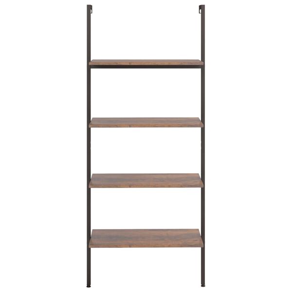 vidaXL 4-Tier Leaning Shelf Dark Brown and Black 64x35x152.5 cm