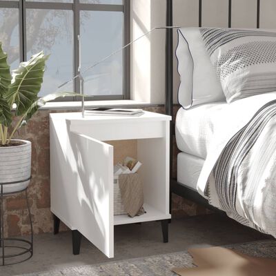 vidaXL Bed Cabinets with Metal Legs White 40x30x50 cm
