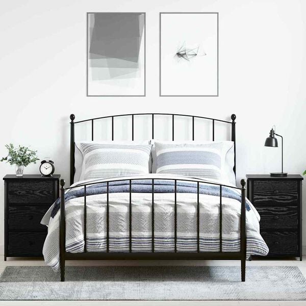 vidaXL Bedside Cabinet with Drawer 2 pcs Black Oak 40 x 36 x 60 cm