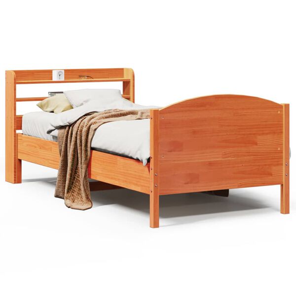 vidaXL Bed Frame without Mattress Wax Brown 100x200 cm Solid Wood Pine