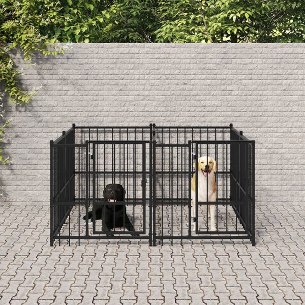 vidaXL Outdoor Dog Kennel Steel 3.75 m&sup2;