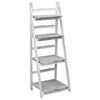 vidaXL Plant Stand | White frame with grey shelves | Paulownia wood | Medium