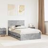 vidaXL Bed Frame with Drawer Concrete Grey 120 x 200 cm Engineer Wood