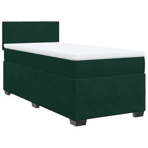 vidaXL Box Spring Bed with Mattress Dark Green 100x200 cm Velvet