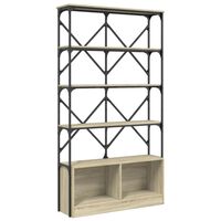 vidaXL Bookcase Sonoma Oak 100x26x180 cm Engineered Wood and Metal