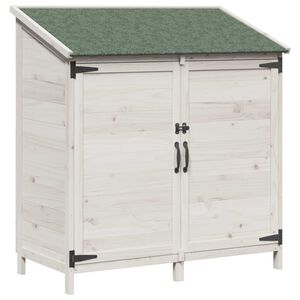 vidaXL Garden Shed White 106.5 x 56 x 113.5 cm Solid Fir Wood