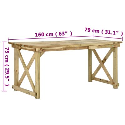 vidaXL Garden Table 160x79x75 cm Wood