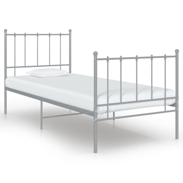 vidaXL Bed Frame without Mattress Grey Metal 100x200 cm