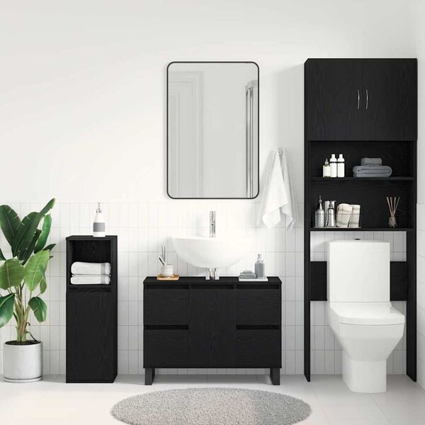 vidaXL Bathroom Cabinet Black Oak 80 x 33 x 60 cm Engineered Wood