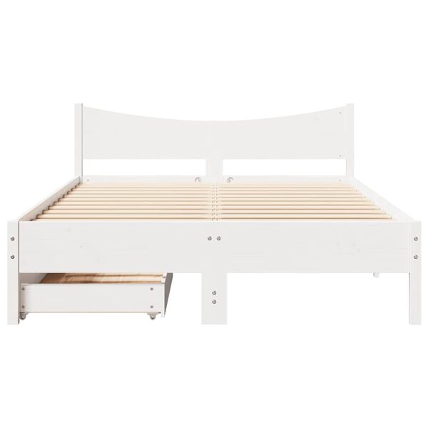 vidaXL Bed Frame with Drawers White 160x200 cm Solid Wood Pine