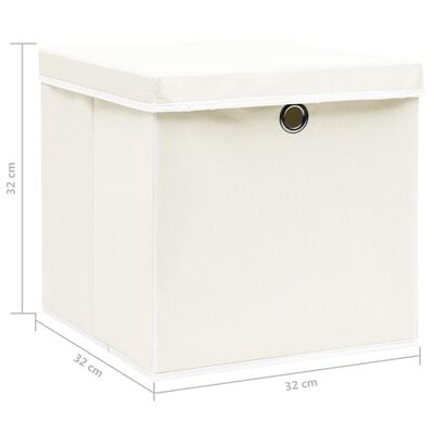 vidaXL Storage Boxes with Lids 4 pcs White 32x32x32 cm Fabric