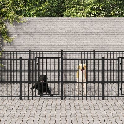 vidaXL Outdoor Dog Kennel Steel 7.51 m²