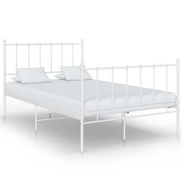 vidaXL Bed Frame without Mattress White Metal 120x200 cm