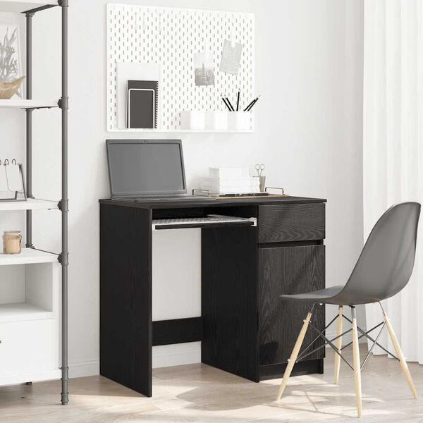 vidaXL Desk Black Oak 86x49x76 cm Engineered Wood