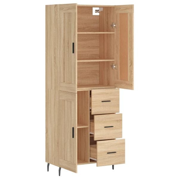 vidaXL Highboard Sonoma Oak 69.5x34x180 cm Engineered Wood