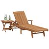 vidaXL Sun lounger Folding with Cushion 2 pcs Brown Solid Teak Wood