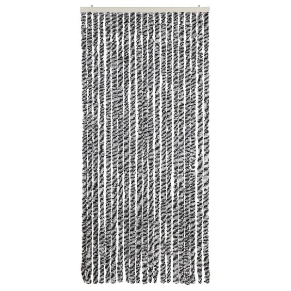 vidaXL Fly Curtain Grey and Black and White 90x200 cm Chenille