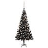 vidaXL Artificial Pre-lit Christmas Tree with Ball Set Black 150 cm PVC