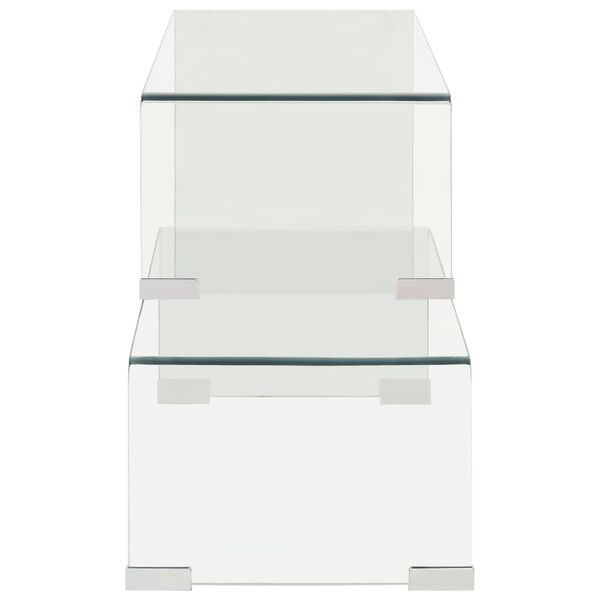 vidaXL 2 Piece Coffee Table Set 90x30x20/110x30x40 cm Tempered Glass