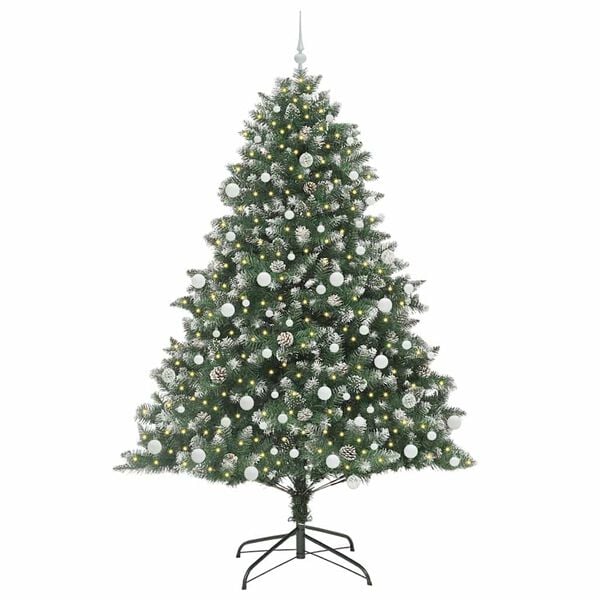 vidaXL Artificial Christmas Tree with 300 LEDs with Stand Green 210 cm