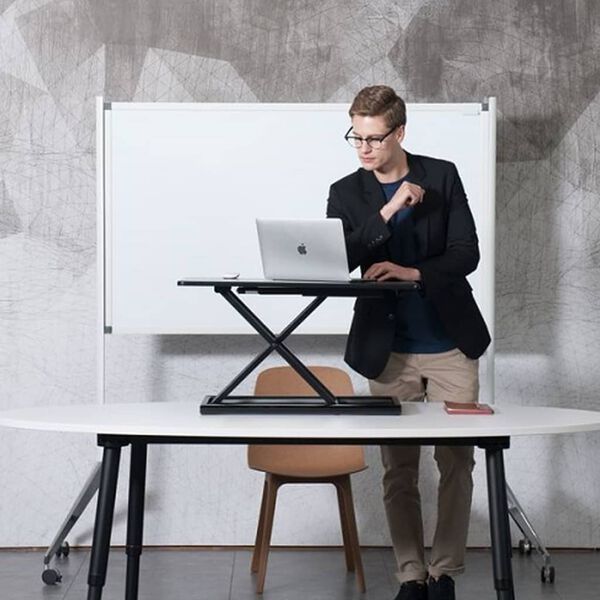 ErgoLine Adjustable Sit/Stand Desk Riser Aluminium Black