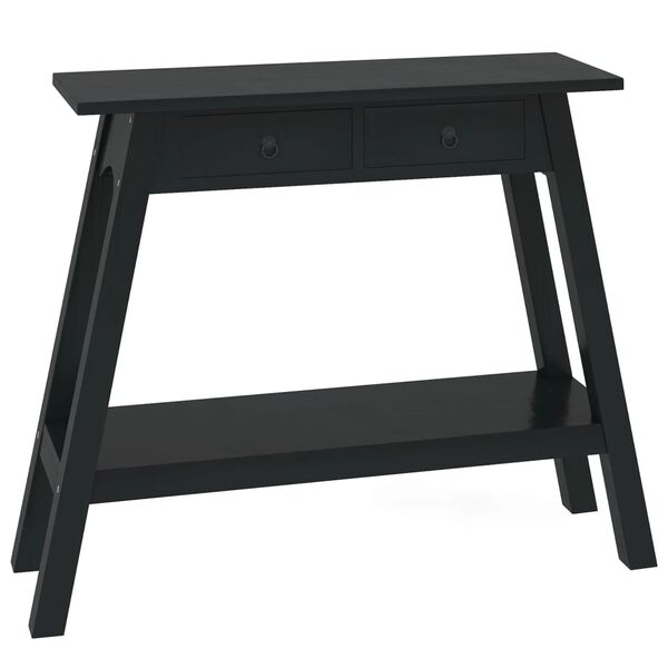 vidaXL Console Table with Drawers Black 90x30x75 cm Solid Wood Mahogany