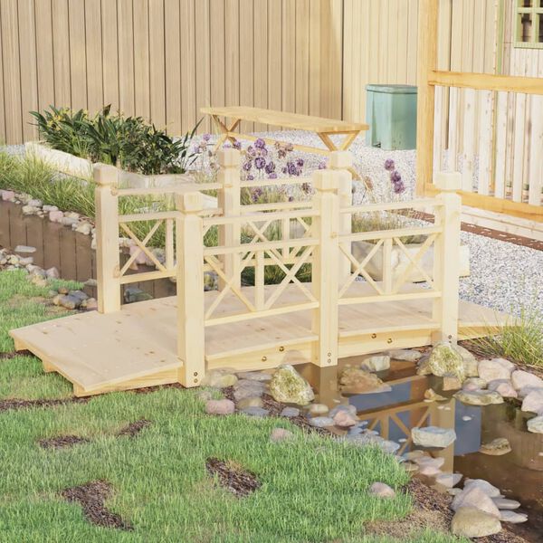 vidaXL Garden Bridge with Railings 150x67x56cm Solid Wood Spruce