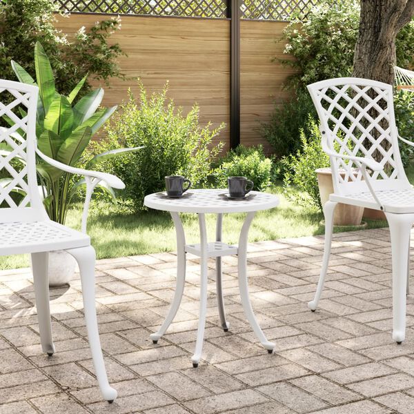 vidaXL Garden Table White Ø48x53 cm Cast Aluminium