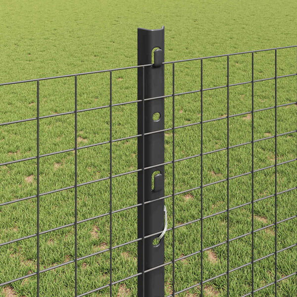 vidaXL Fence with Post Grey 1.2 x 50 m Steel and PVC