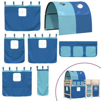 vidaXL Kids' Loft Bed with Tunnel Blue 90x190 cm Solid Wood Pine