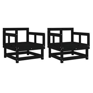 vidaXL Garden Chairs 2 pcs Black Solid Wood Pine