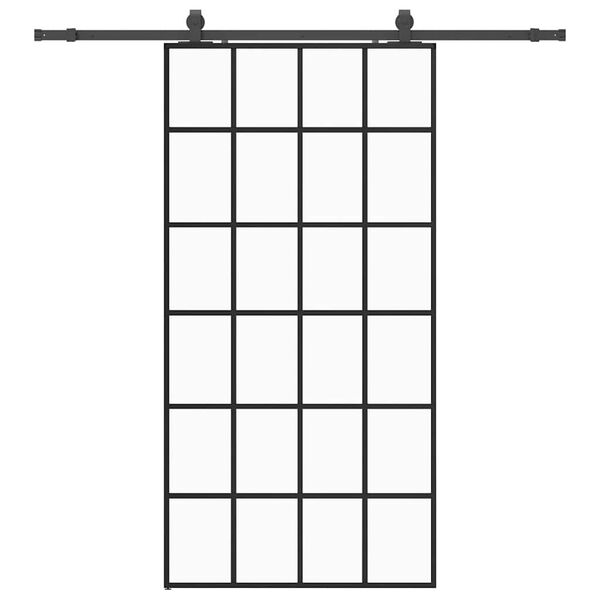 vidaXL Sliding Door with Hardware Set Black 102x205 cm ESG Glass