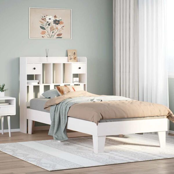 vidaXL Bed Frame without Mattress White 90x190 cm Single Solid Wood Pine